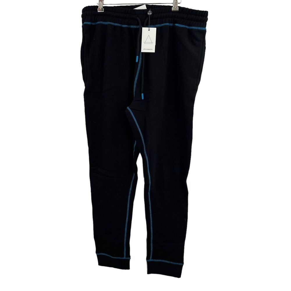 Eleven Paris Mid Weight Black‎ Cotton Drawstring Jogger Sweatpants Size XL New